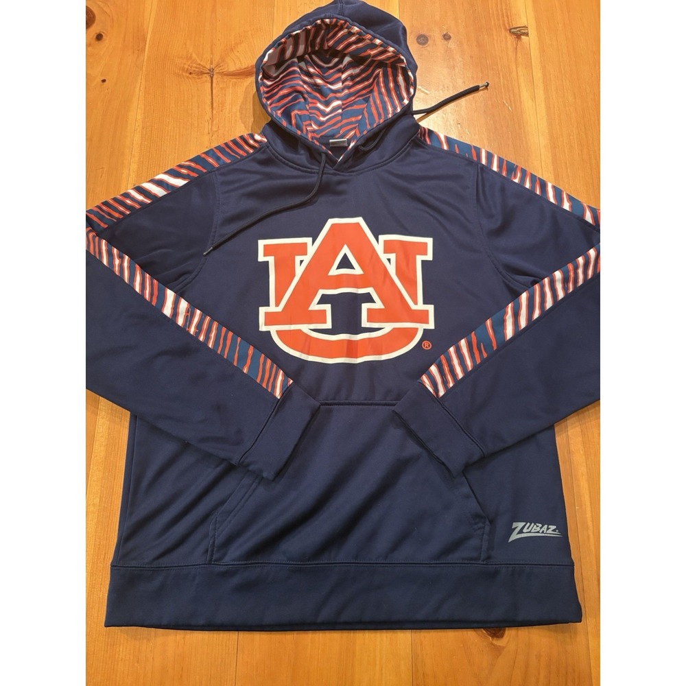 Zubaz Auburn Tigers Men's Small Hoodie Navy Orange Zebra Stripe NCAA Pullover